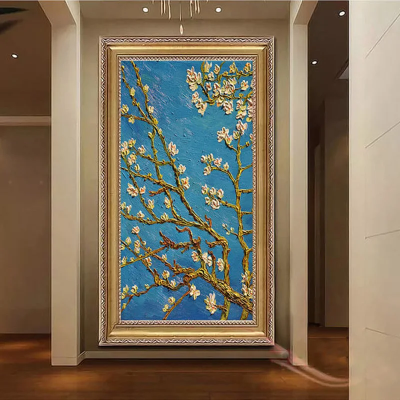 

Almond Tree in Blossom Oil Painting Reproduction Hand-painted thick palette knife oil painting on canva Living Room Wall Decor