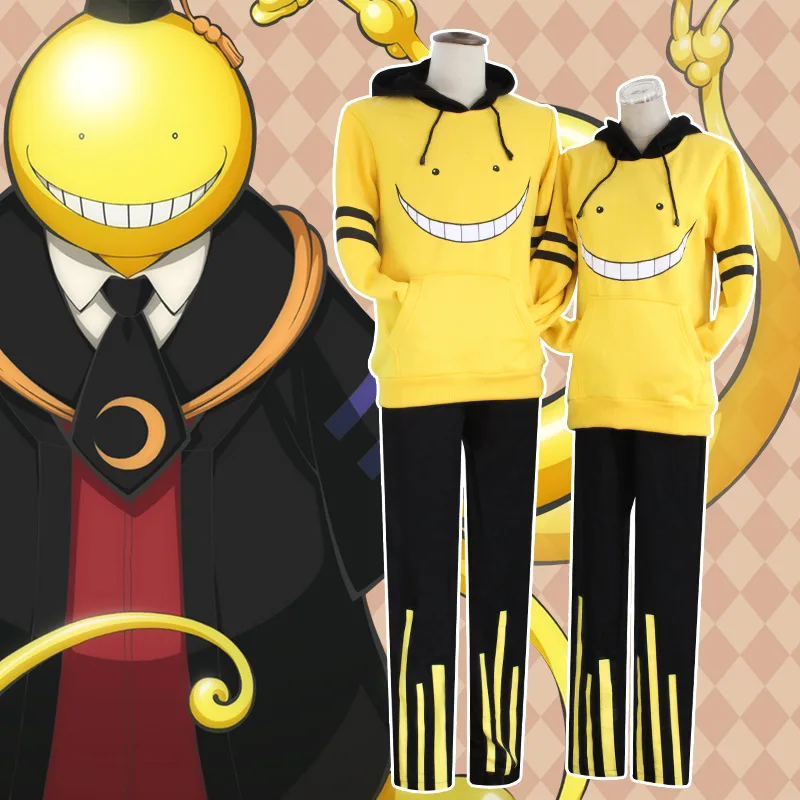

Assassination Classroom Korosensei Cosplay Hoodies Pant Set Anime Cosplay Costumes Unisex Daily Hoodies Pant Set Class Uniform