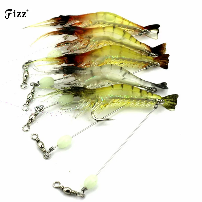 

1x 18cm 8g Artificial Fishing Lure Bionic Shrimp Lure Soft Bait Fishing Tackle with Hook Noctilucent Luminous Night Glow Bead