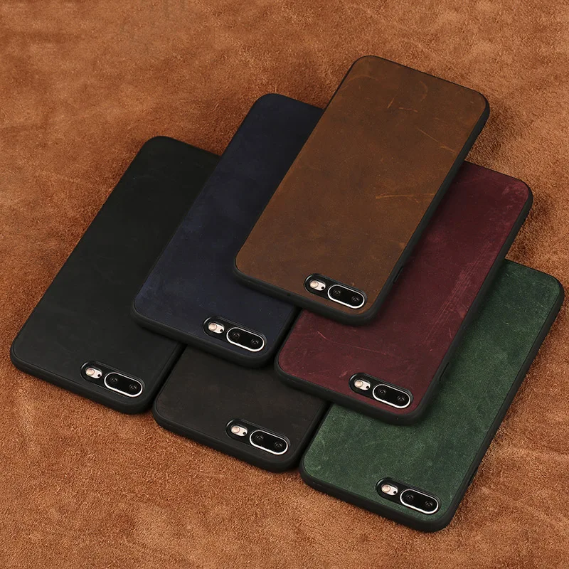 

wangcangli phone case For iPhone 7 Plus Real Calf leather Back Cover Case Leather Case