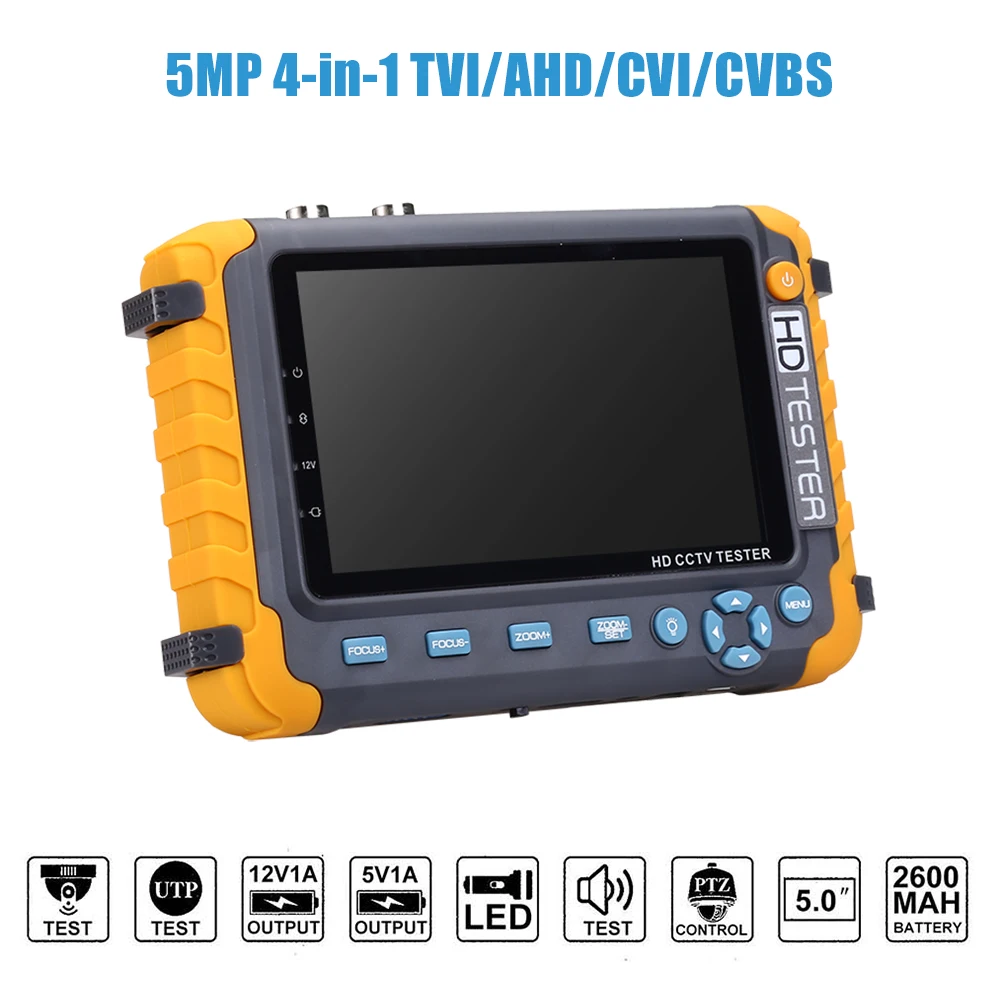 

monitor cctv tester 5 Inch TFT 1080P TVI AHD CVI Analog CCTV Tester Security Camera Tester Monitor HDMI Input lcd cctv monitor