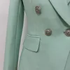 HIGH STREET Classic Baroque Designer Blazer Jacket Women's Metal Lion Buttons Double Breasted Textured Blazer Mint Green 5