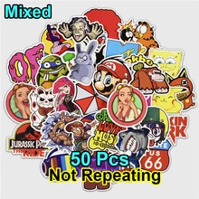 50 Pcs Mixed Funny Stickers for Laptop Bike Skateboard Luggage Car Styling Motorcycle Style Anime PVC