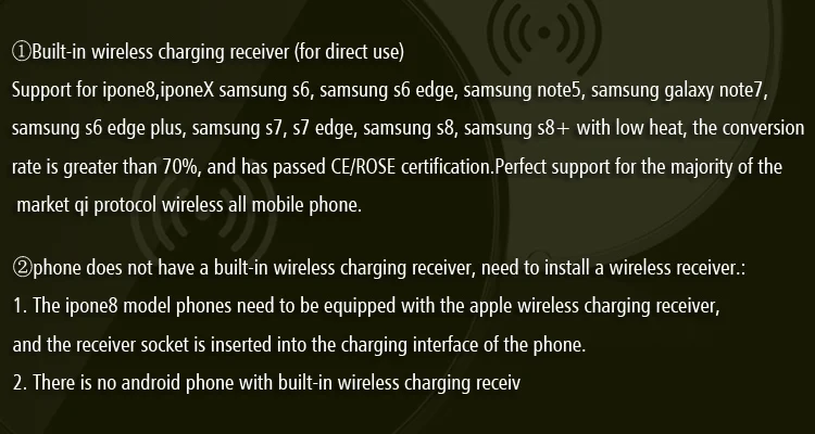 Qi стандартное беспроводное зарядное устройство, совместимо со всеми встроенными функциями беспроводной зарядки мобильных телефонов, портативная беспроводная зарядка