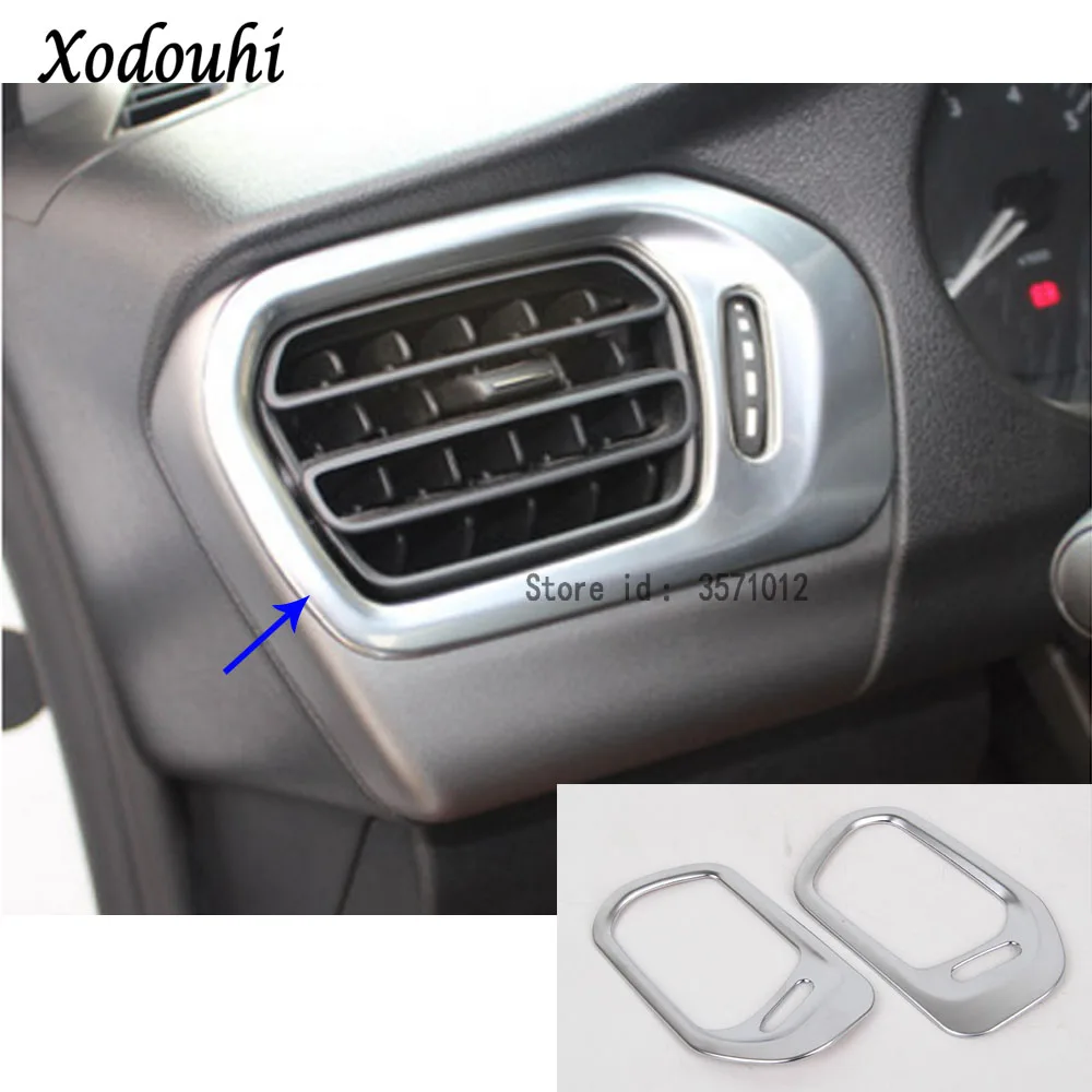 

For Peugeot 301 2014 2015 2016 2017 car detector trim ABS chrome front left+right Air conditioning Outlet Vent frame parts 2pcs