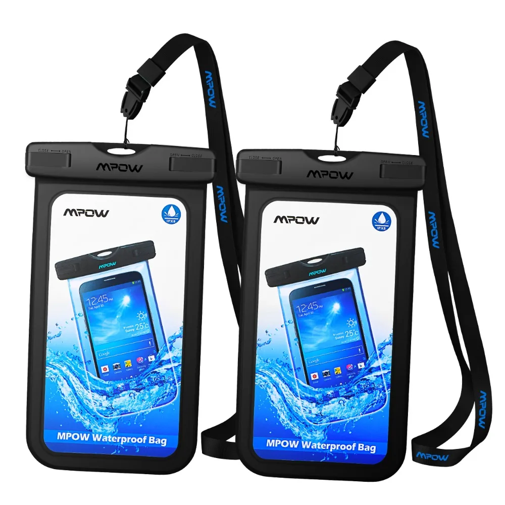 

2-Pack IPX8 Universal Waterproof Case Pouch Swimming Underwater Dry Bag Hiking Dirtproof Snowproof Pouch for iPhone for Samsung