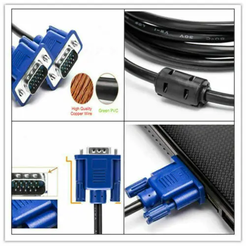 0.5M VGA Male to Male Cable SVGA Monitor Cord Blue Plug for PC Computer lot