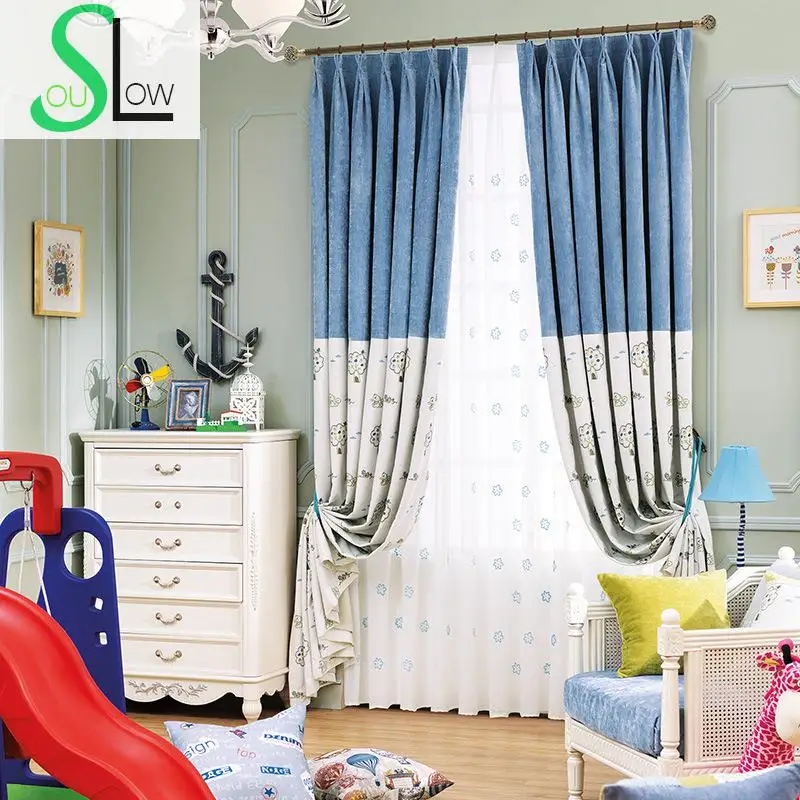 

Slow Soul Cashmere Cotton Embroidered Curtain Modern Cartoon Curtains For Living Room Tulle Kitchen Bedroom And Children Baby