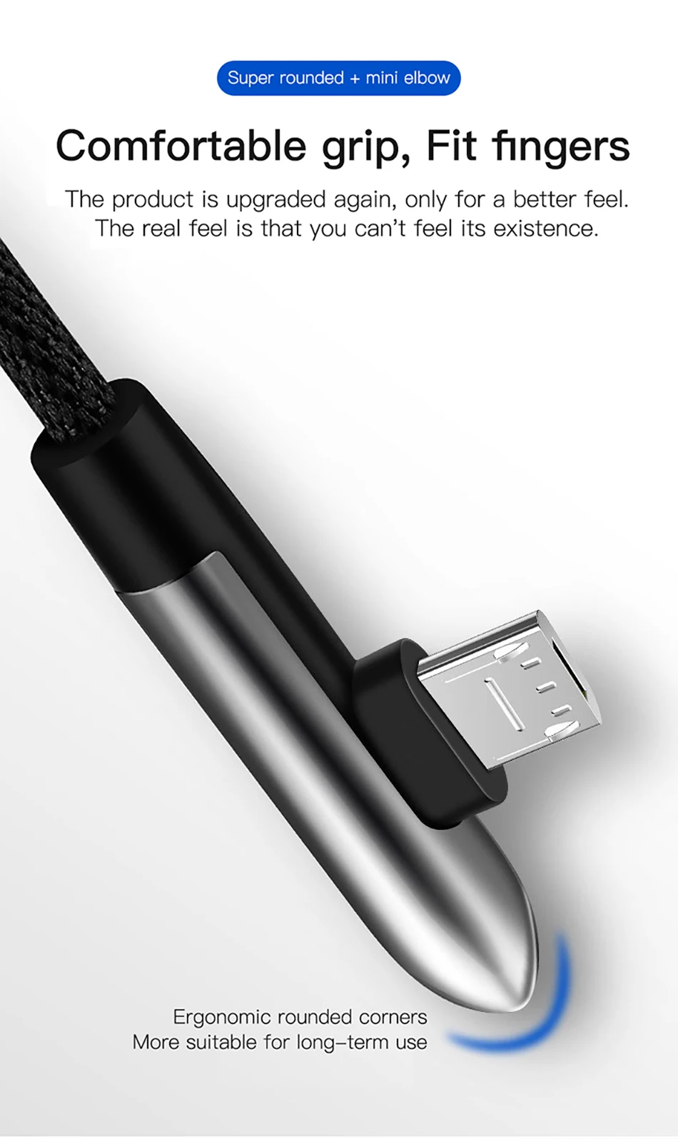 !ACCEZZ Elbow Micro USB Cable Fast Charging For Samsung S7 S6 Note 4 5 Edge Android Phone Data Cable For Xiaomi Redmi 4X Huawei  (3)