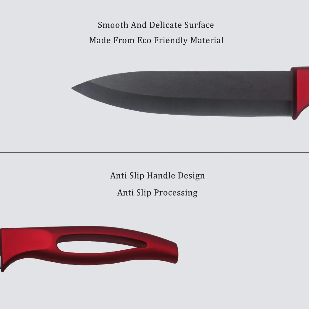 Набор керамических ножей " 5" " 3" дюймов красный цвет ручка инструмент для чистки фруктов, овощей Ножи Кухонные циркония черный керамический нож