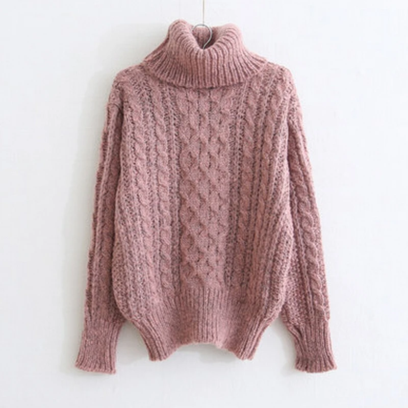 Winter Women High necked sweater Thick warm warm wool knit Warm sweater