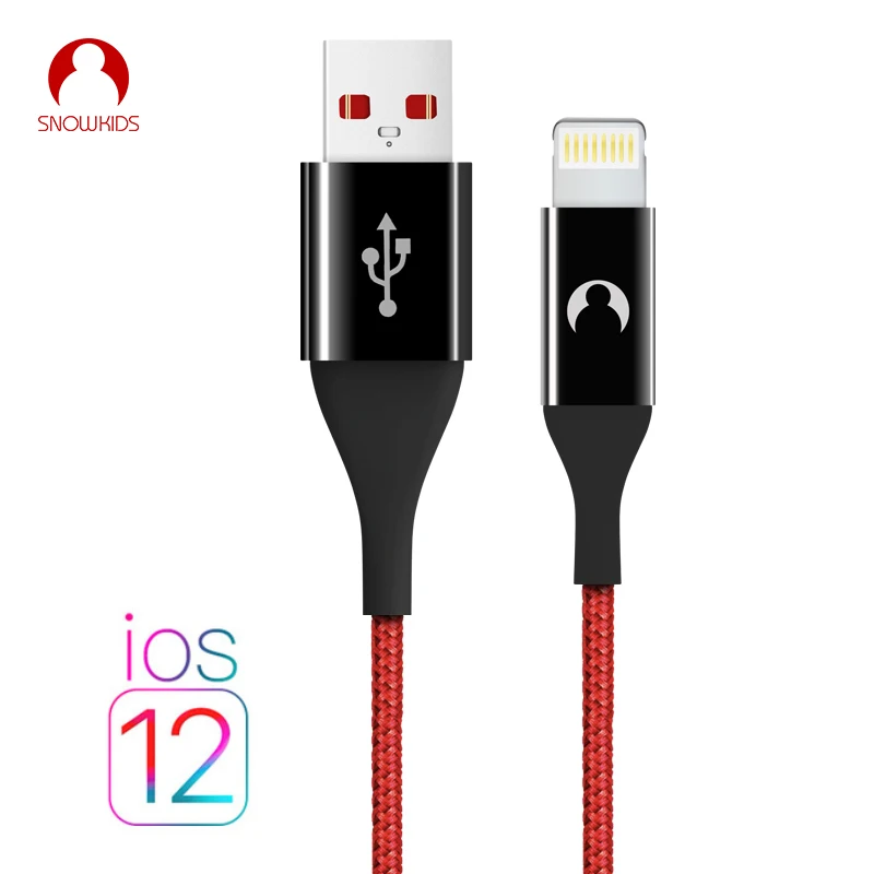 Usb кабель для зарядки телефона Snowkids usb iPhone X 8 7 6 5 XR XsMax длинный iOS 12 2.4A быстрая