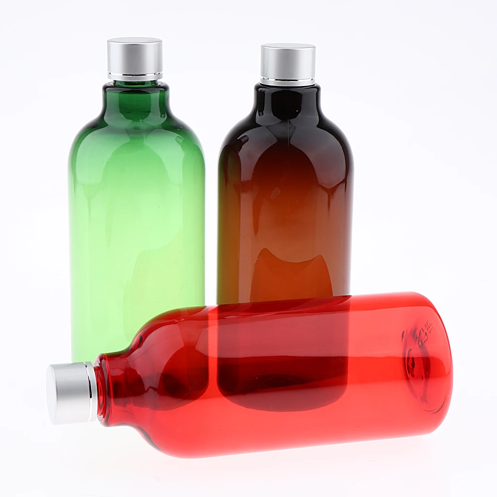 2Pcs BPA-free Empty PET Plastic Travel Lotion Shampoo Storage Bottles Refillable Containers 500mL, 3 Colors Optional