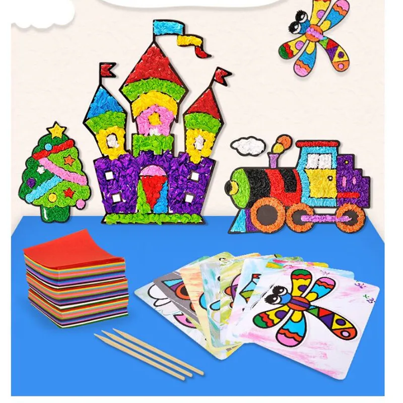 

Creative rubbing paper painting Handmade material bag for children DIY Sticker toys Kindergarten gifts Sticky paper painting