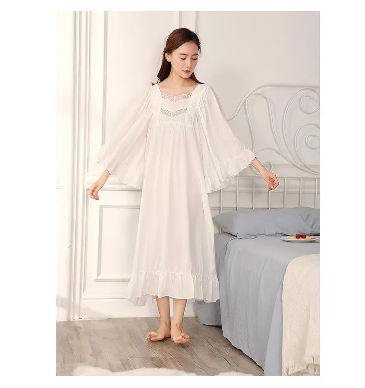 New Pregnant Women Long Night Dress Nightdress Ruffle Sleeve Maternity Shirt Elegant Vintage Shirts Home Dress Pajamas