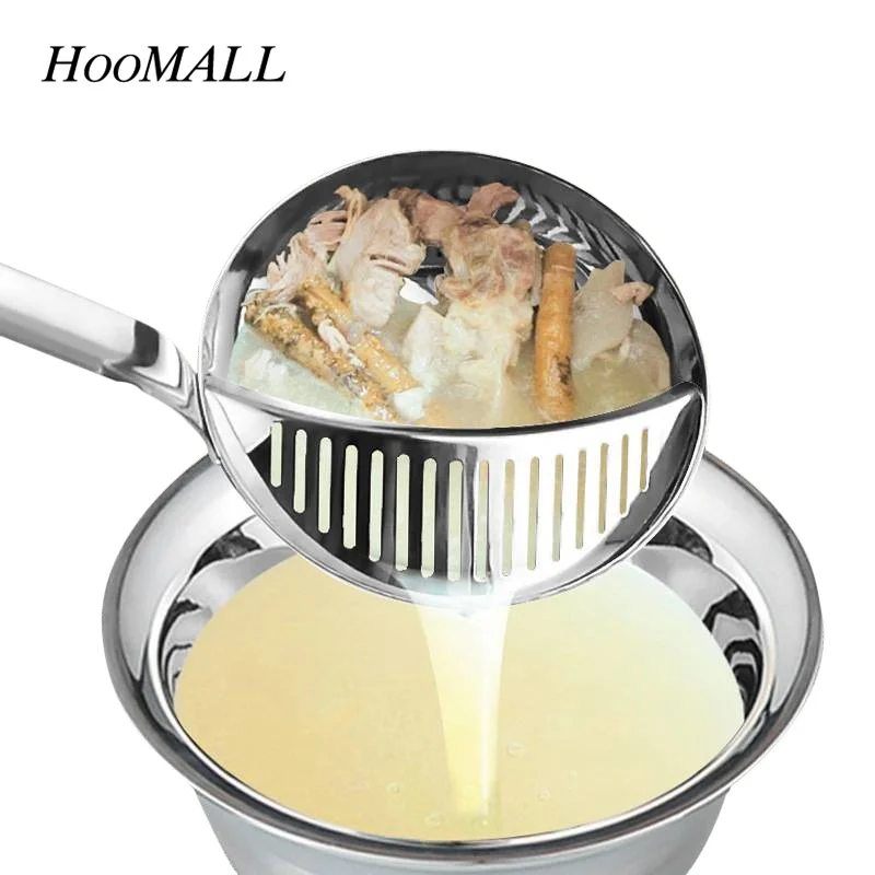 

Hoomall 2 In 1 Stainless Steel Hot Pot Soup Spoon Skimmer Colander Fine Mesh Strainer Long-handled Dinnerware Kitchen Utensils