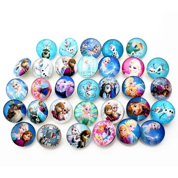 

Wholesale Mixs 50pcs/lot Round Glass 18mm Elsa & Anna Princess Snap Jewelry Buttons Fit Snap Bracelet Necklace Women Jewelry