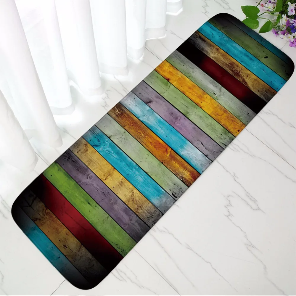 

2018 New Striped Color Welcome Floor Mats Printed Bathroom Kitchen Carpets Doormats Floor Mat for Living Room Anti-Slip Tapete