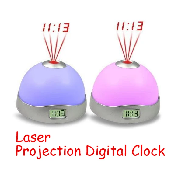 Hot Sale Mini Digital Alarm Clock Laser Projection 7 Color Change Led