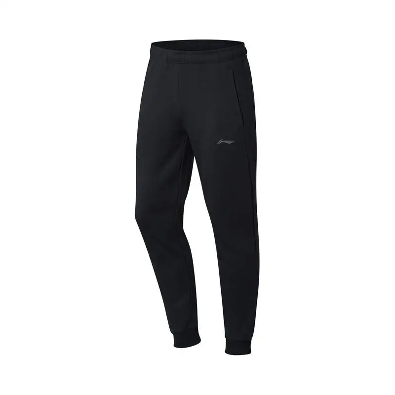Li-Ning мужские тренировочные спортивные штаны из 63% полиэстера и 37% хлопка с подкладкой для фитнеса AKLN347 CJAS18 - Цвет: Черный