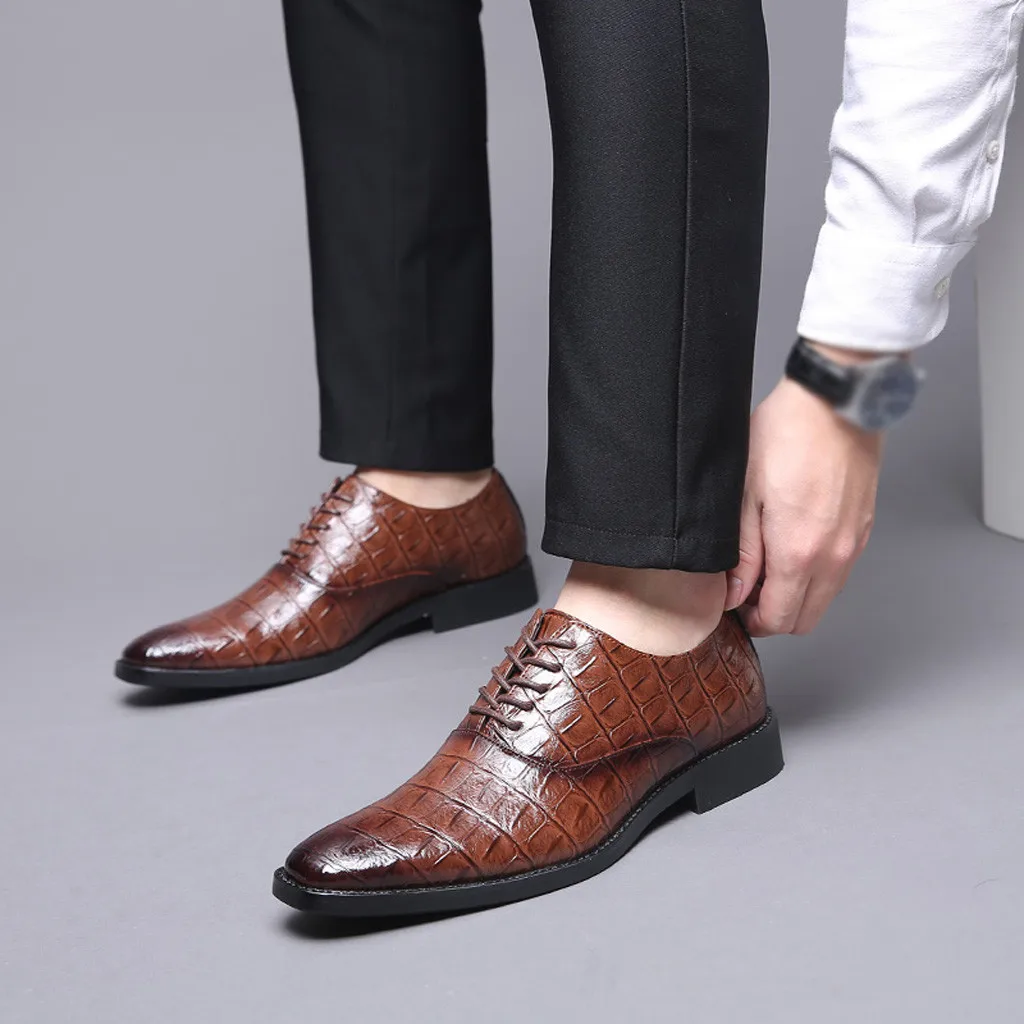 Модная обувь года; модная мужская обувь в деловом стиле с острым носком; на шнуровке; Соответствие цвета обуви; кожаная обувь; 25
