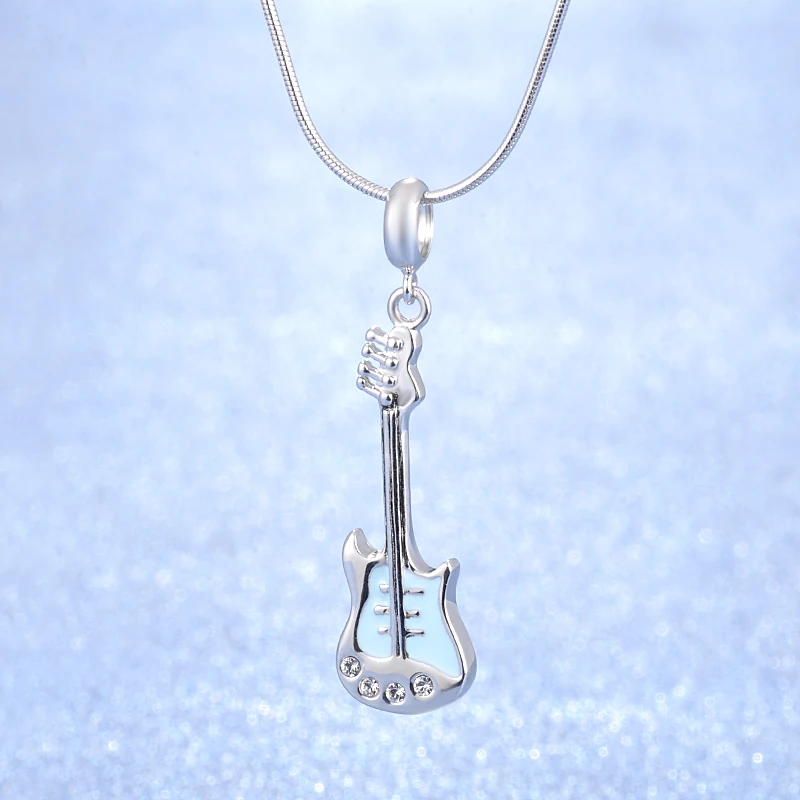 Женская подвеска для гитары из серебра 925 пробы с синей эмалью|pendant charms|be charmcharm