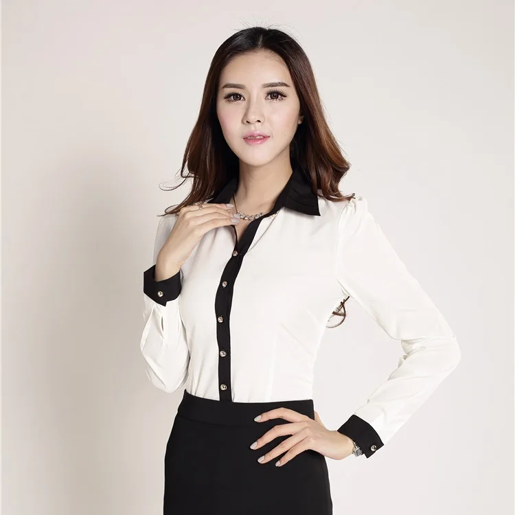Formal White Shirts Women Work Blouse 2015 Spring Fashion Ladies Office