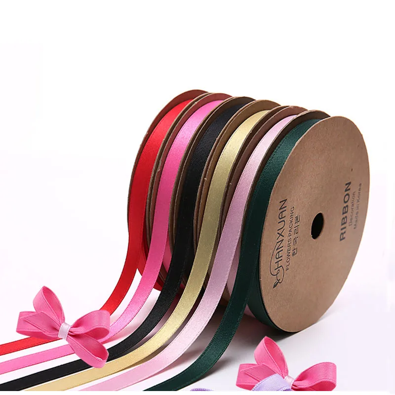 

Double Face Polyester Cotton Ribbon Gift Wrapping DIY Handmade Roses Artificial Flower Wedding Craft Bow Decoration 1cm*10y/lot