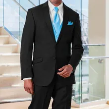 Лучшее Новое поступление костюм на заказ жениха свадебный мужской костюм мужской смокинг для приемов(куртка+ брюки+ жилет+ галстук) черный костюм