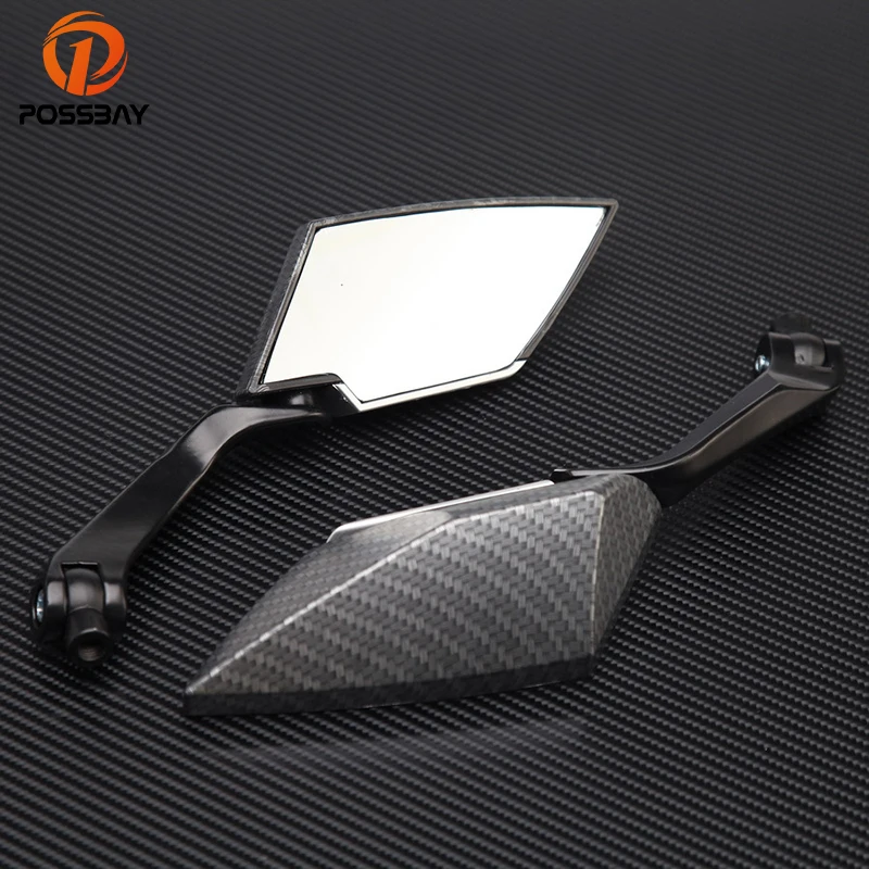 

POSSBAY 2PCS 8/10mm Universal Motorcycle Mirrors Side Mirror for Harley Honda Cafe Racer Motocross Side Rear View Mirrors