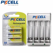 4 шт/карта PKCELL Bateria 1,2 V AA Ni-MH аккумулятор 2A 2600mAh AA Аккумуляторы+ 1 шт AA/AAA NICD/NIMH Зарядное устройство