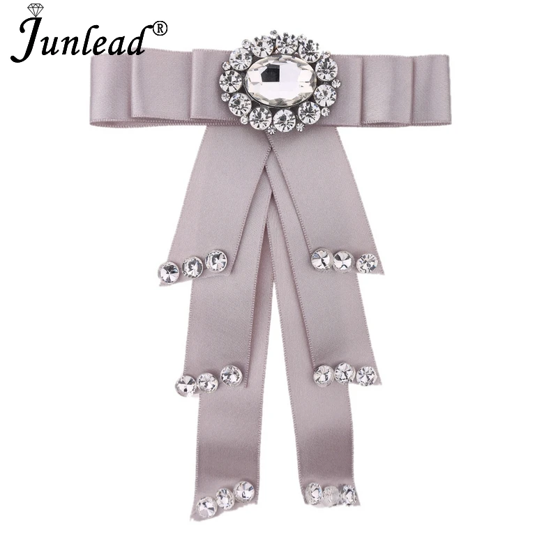 Junlead новейшие разработки Мода ленты Broch свадьбы mulit слоистых ткани воротник кристалл лук брошь pins рубашка одежда для женщин