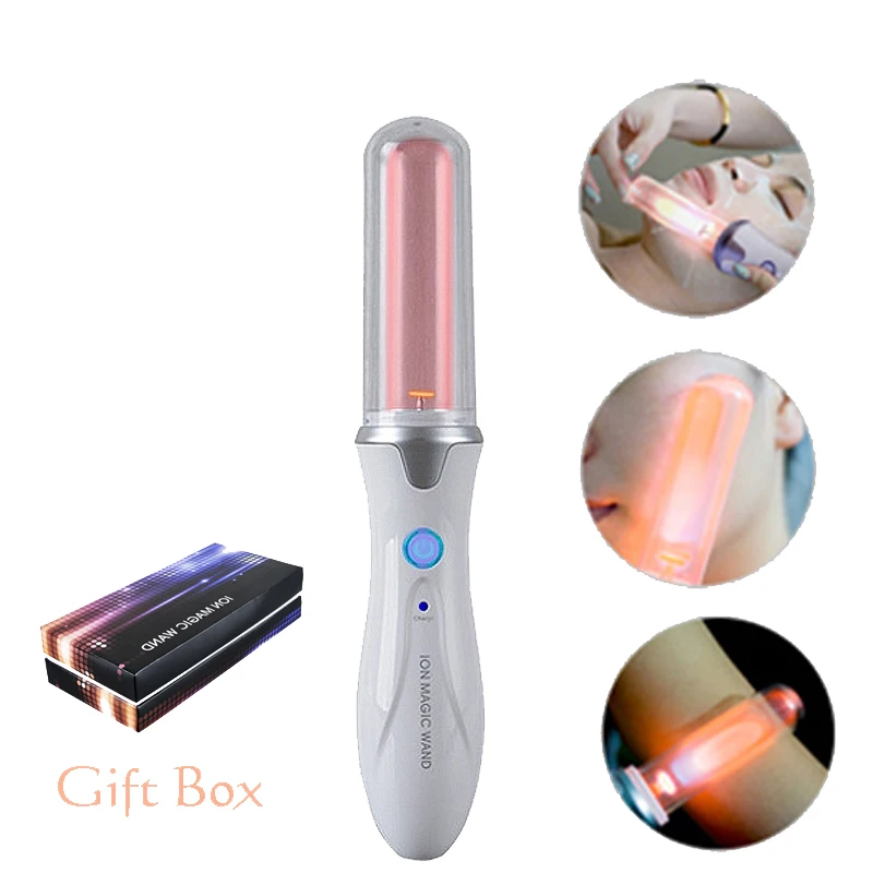 

Rechargeable High Frequency Electrode Wand ION Galvanic Anti-wrinkle Treat Acne Prone Skin Help Facial Mask Product Penetration