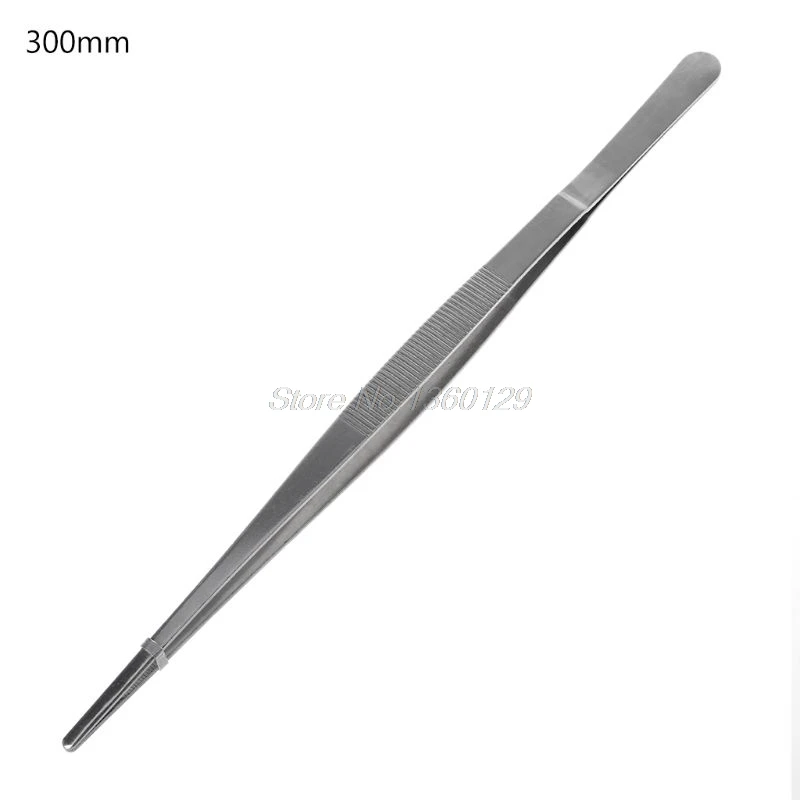 5 Sizes Toothed Tweezers Barbecue Stainless Steel Long Food Tongs Straight Home Medical Tweezer Garden Kitchen BBQ Tool DEC07