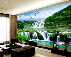 Пользовательские фото 3d номер китайские обои горный водопад белый журавль пейзажа 3D настенные фрески обои для стен 3 D