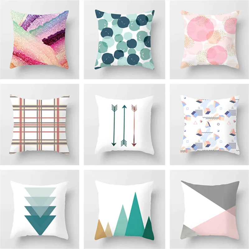 

Modern Decorative Pillowcase Simple Geometric Style Polyester Burlap Square Decor Throw Pillow Case Cushion Covers