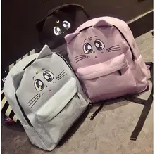 New Korean College Style Cute Cat Ear Sailor Moon Backpack Women Canvas Double Shoulder School Bags Casual Women Travel Rucksack lady new embroidery unique nice school bag ethinic travel rucksack shoulder bags women national style college students backpack