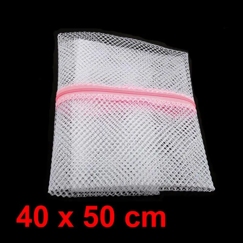 

White Laundry Bag Mesh Zipper Net Wash Clothes Bag Bra Underwear Cleaner Washing Machine Protection Net