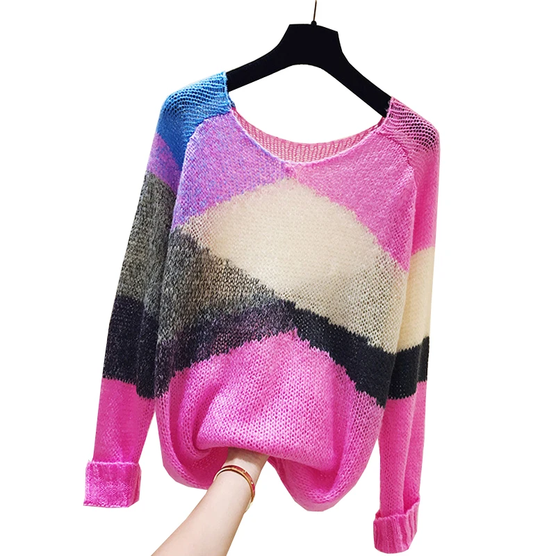 Rainbow Sweater Pull Femme Hiver Oversized Sweater Christmas Pullover Women Jersey Mujer Jumper 2018 Harajuku Sweaters Patchwork Rainbow Sweater Pull Femme Hiver Oversized Sweater Christmas Pullover Women Jersey Mujer Jumper 2018 Harajuku Sweaters Patchwork