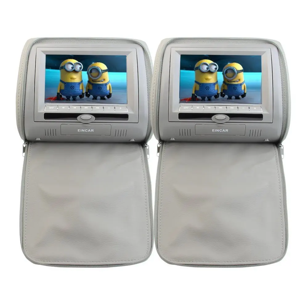Headrest 7" Car Pillow Monitor DVD player Dual Twin Screens USB SD IR