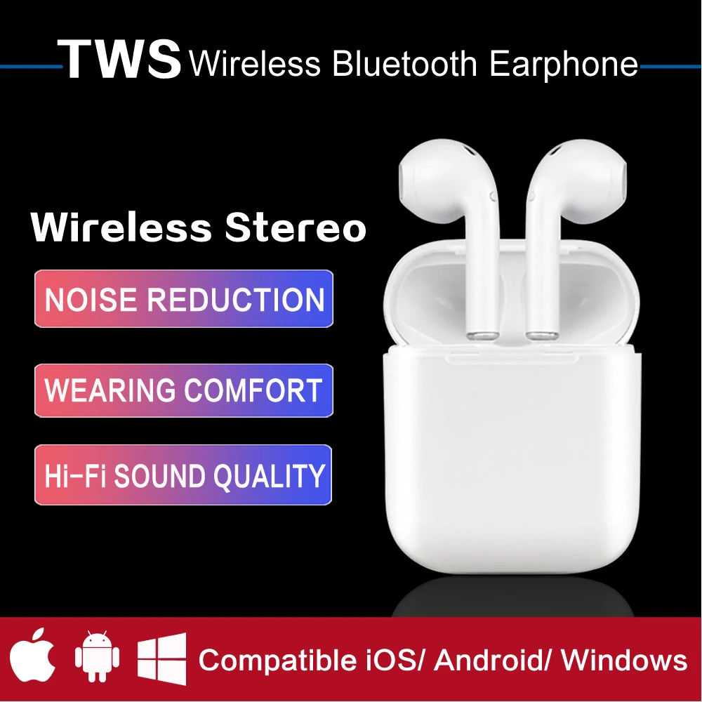 

Wireless Bluetooth Earphone TWS Headphone for iPhone 6 7 8 X Xr Xs Xs max Samsung Galaxy S7 S8 S9 Mate Honor Red mi MIX etc.