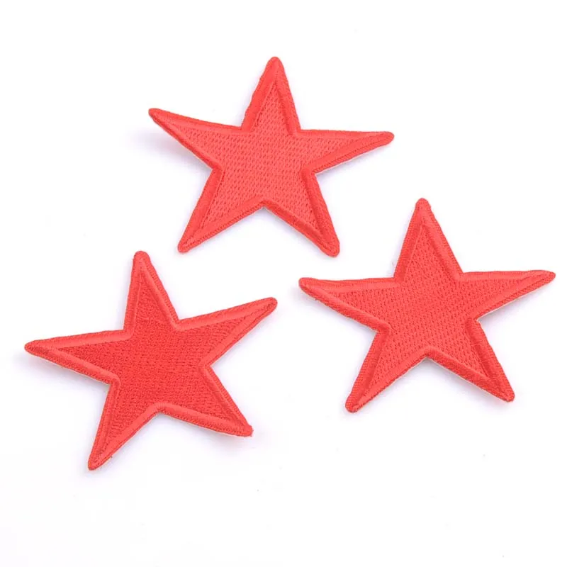 3pcs Patch DIY Red Star Embroidered Patches Fabric Badges Iron On