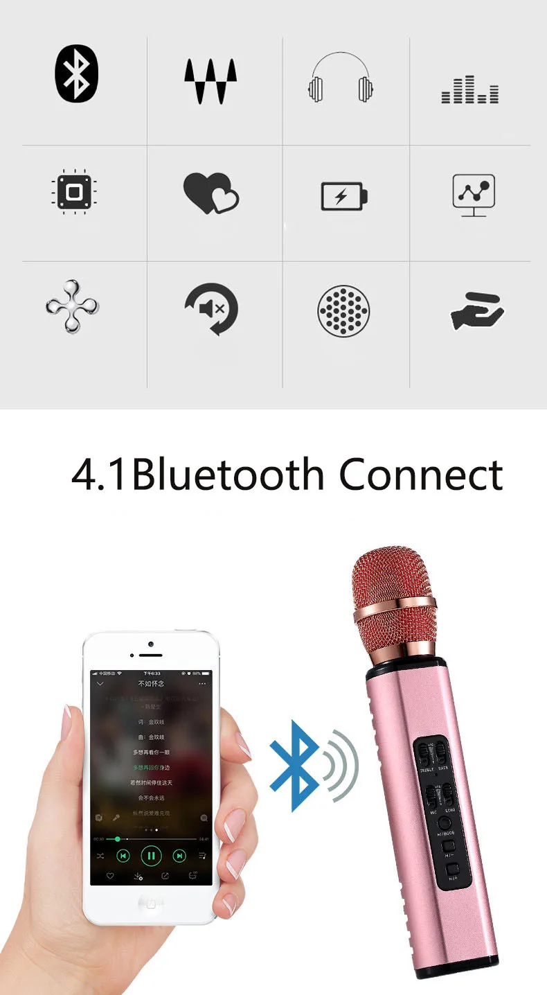 K6 профессиональный Bluetooth беспроводной микрофон караоке микрофон динамик ручной микрофон пение плеер TF карта для KTV домашнего аудио