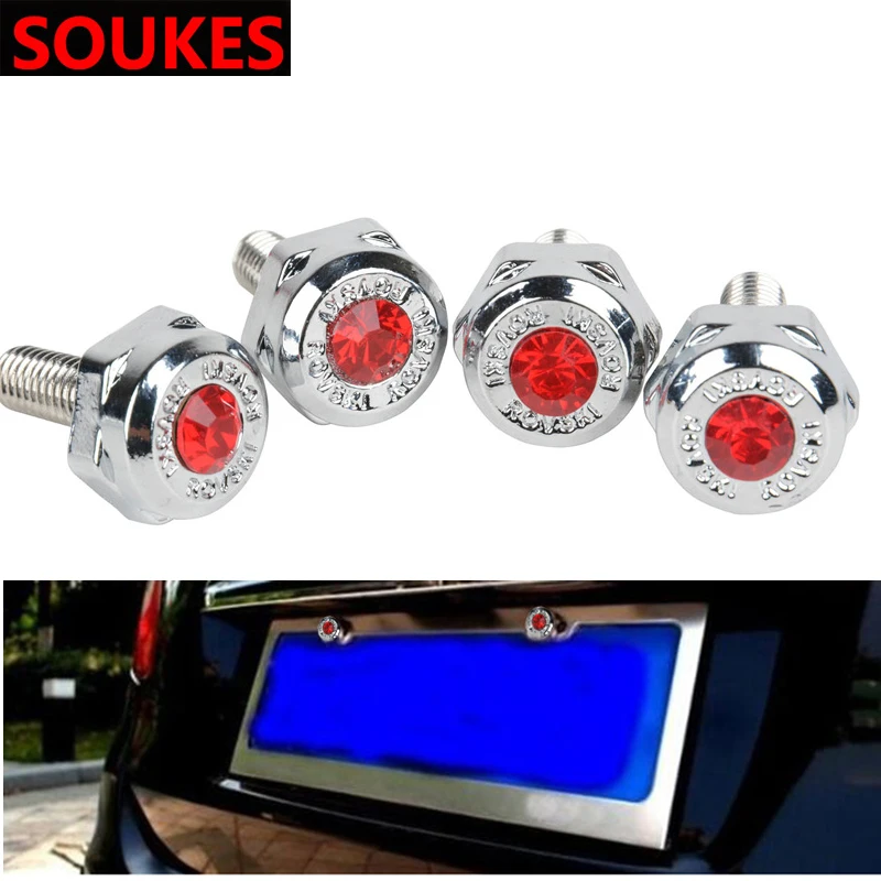 

2pcs Car Diamond License Plate Nuts Bolts Screws Cover For Seat Leon Lbiza Skoda Octavia a5 A7 2 Rapid Hyundai Accent Solaris