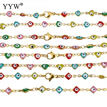 

2018 Turkish Evil Eye Necklaces For Women Man Gold Color Plated Necklace Stainless Steel Chain For Necklace Jewelry Making