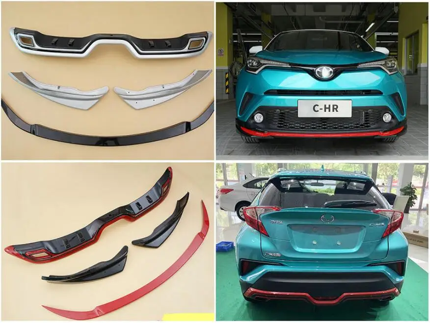 

NEW ABS PAINT CAR FRONT SPLITTERS LIP SPOILER+REAR TRUNK DIFFUSER BUMPER FOR TOYOTA C-HR CHR 2016 2017 2018 2019