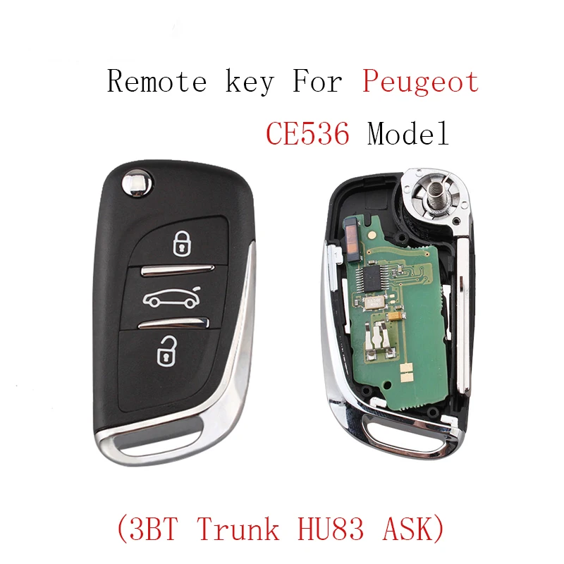 

New style 3BT Remote Key 434MHZ PCF7961 Chip HU83 for PEUGEOT 207 407 406 307 308 SW 408 107 CE0536 Battery Holder ASK Signal