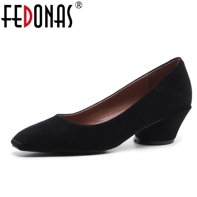 

FEDONAS Brand Fashion Women Pumps High Heel Suede Shoes For Women Sexy Square Toe Elegant Quality Party Wedding Shoes Woman
