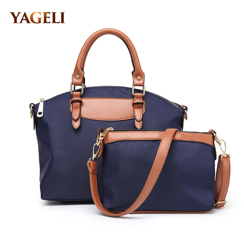 

2019 fashion composite bags for women high quality PU leather patchwork oxford women's handbag waterproof women messenger bags