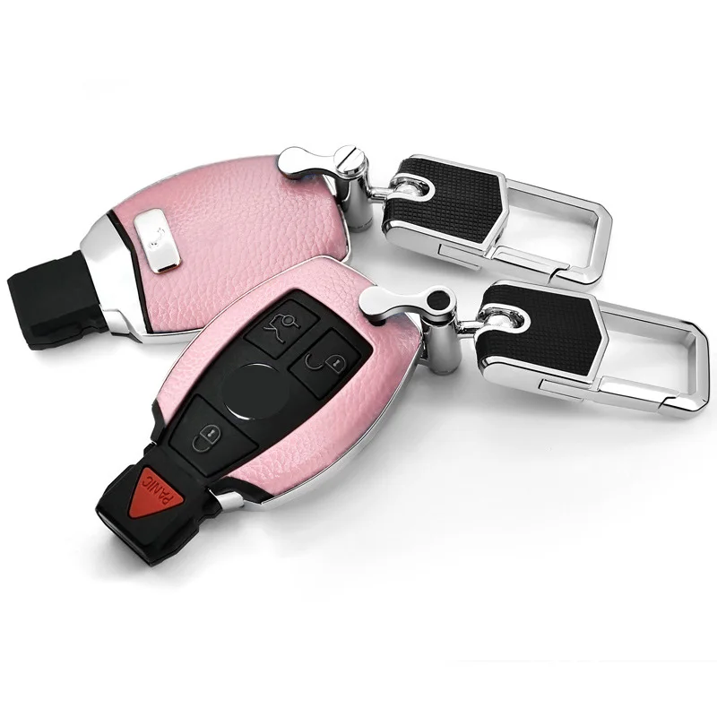 Автомобильный Дистанционный ключ чехол Чехол для ключа брелок для ключей, автомобильные аксессуары, брелок держатель для Mercedes Benz CLS CLA GL R SLK AMG A B W204 W205 W212 - Название цвета: pink set